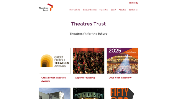 Screenshot of the The Theatres Trust Charitable Fund website