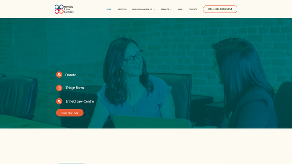 Screenshot of the Haringey Law Centre website