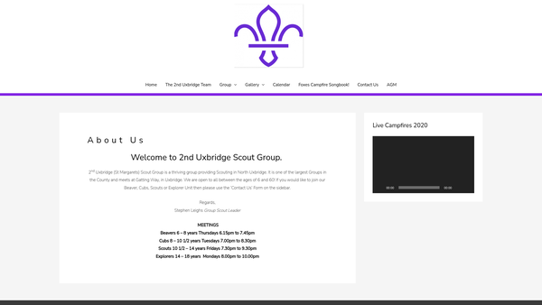 Screenshot of the 2nd Uxbridge (St Margarets) Scout Group website