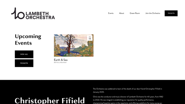 Screenshot of the Lambeth Orchestra Fund website