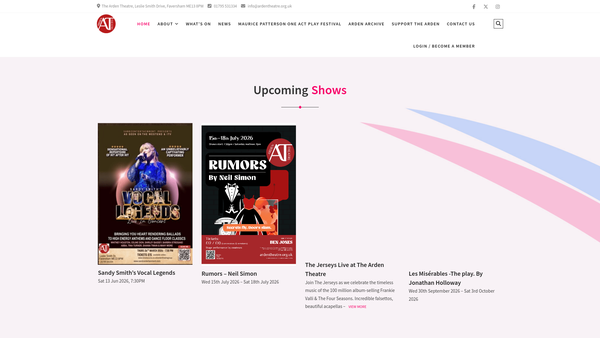 Screenshot of the The Arden Theatre Group website