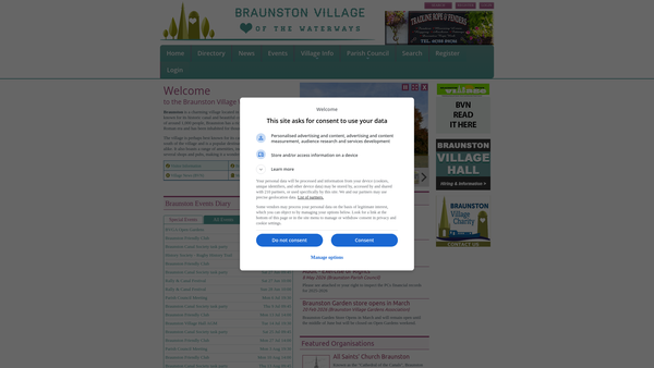 Screenshot of the Braunston (Northants) Playing Field website