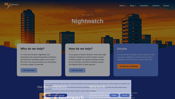 Screenshot of the Nightwatch website