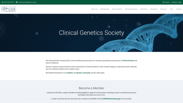 Screenshot of the The Clinical Genetics Society website