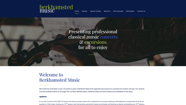 Screenshot of the Berkhamsted Music Society website