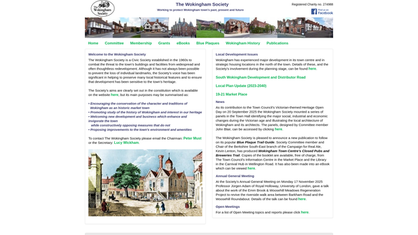 Screenshot of the Wokingham Society website