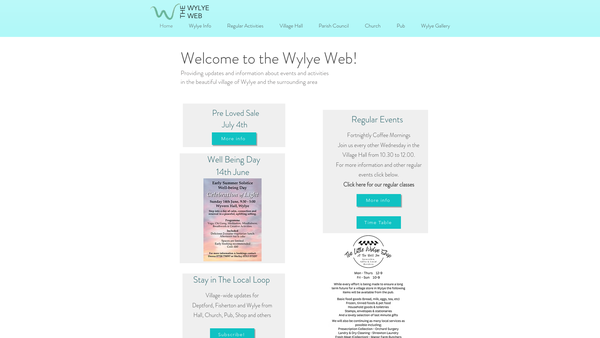 Screenshot of the Wylye Village Hall website