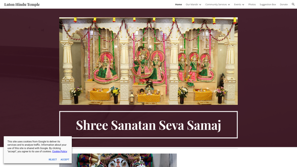 Screenshot of the Shree Sanatan Seva Samaj website