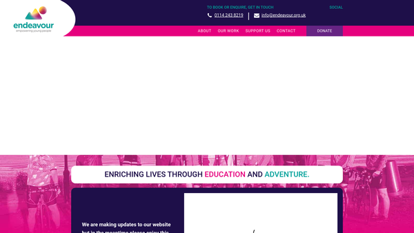 Screenshot of the Endeavour Training Limited website