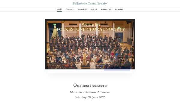 Screenshot of the Folkestone Choral Society website