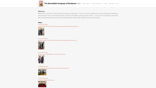 Screenshot of the The Broderer's Charity Trust website