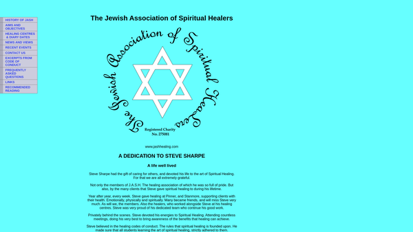 Screenshot of the The Jewish Association Of Spiritual Healers website