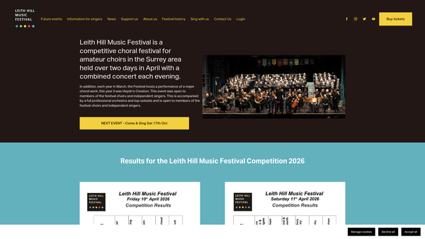 Screenshot of the Leith Hill Musical Festival website