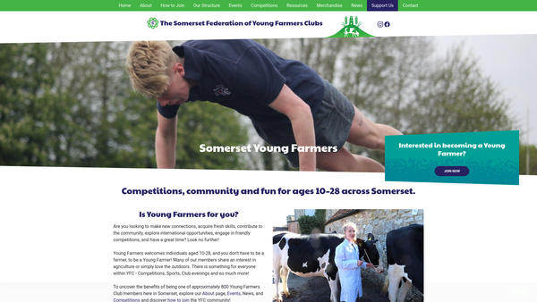 Screenshot of the Wessex Group Committee Of Young Farmers' Clubs website