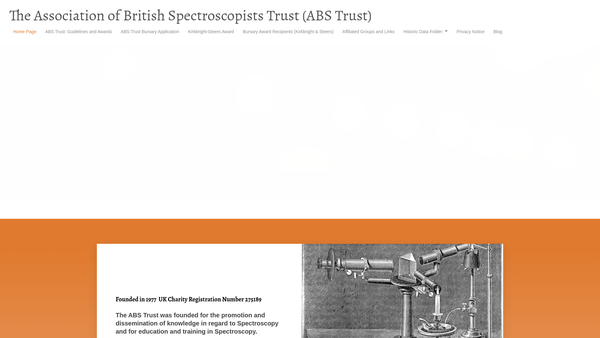 Screenshot of the Association Of British Spectroscopists Trust website