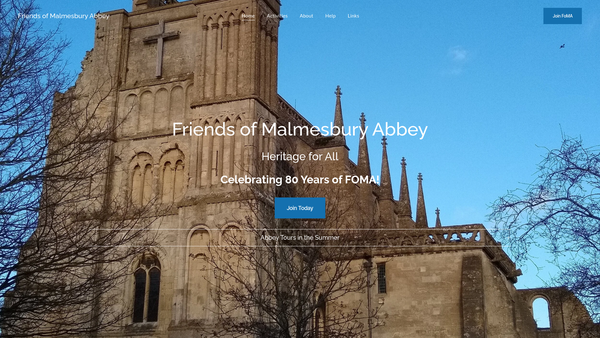 Screenshot of the Friends Of Malmesbury Abbey website