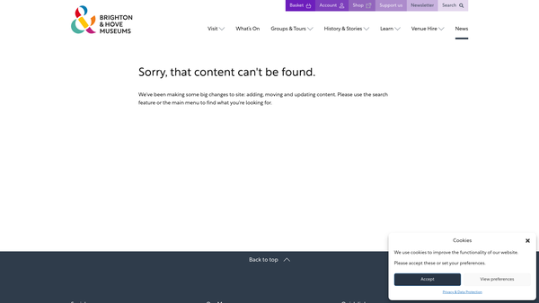 Screenshot of the The Royal Pavilion And Museums Foundation website