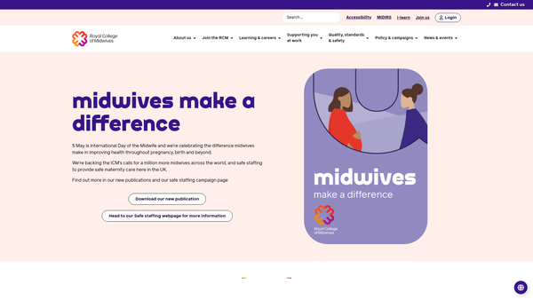 Screenshot of the The Royal College Of Midwives Trust website