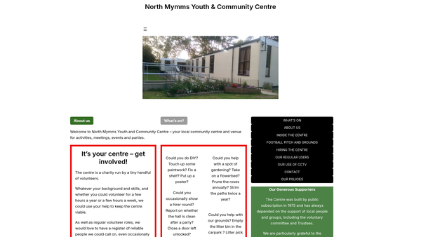 Screenshot of the The North Mymms Youth And Community Centre website