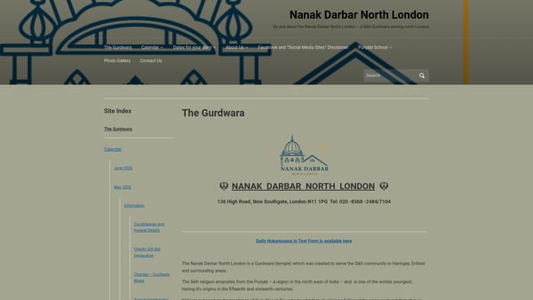 Screenshot of the Nanak Darbar North London website
