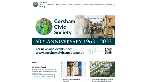 Screenshot of the Corsham Civic Society website
