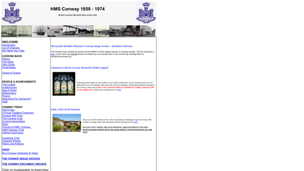 Screenshot of the H M S Conway Trust website