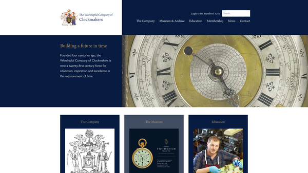 Screenshot of the The Clockmakers' Charity website