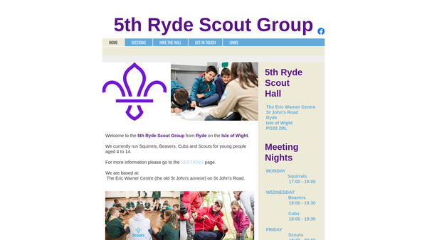 Screenshot of the The 5th Ryde Scout Group website