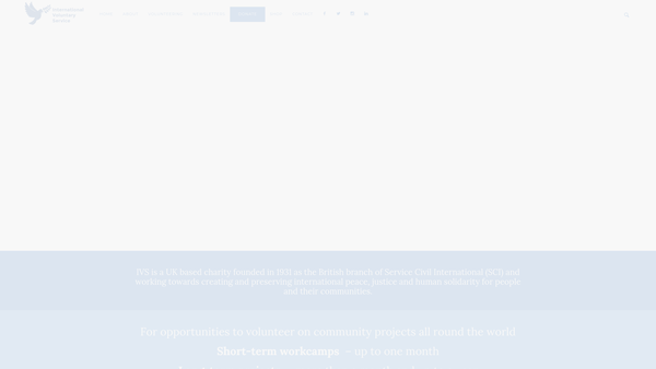 Screenshot of the International Voluntary Service website