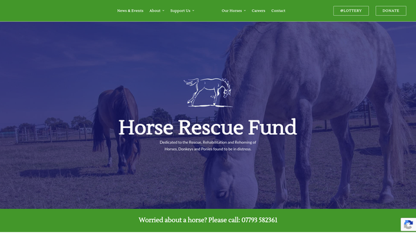 Screenshot of the Horse Rescue Fund website