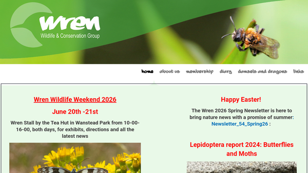 Screenshot of the The Wren Conservation Group website