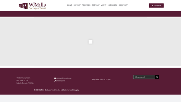 Screenshot of the William John Mills Cottages website
