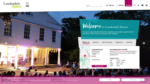 Screenshot of the Lauderdale House Society Ltd website