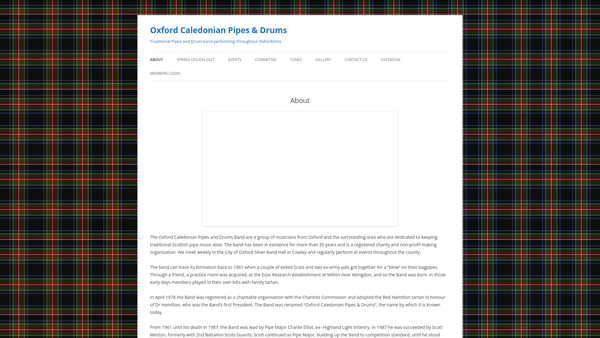 Screenshot of the Oxford Caledonian Pipes And Drums website