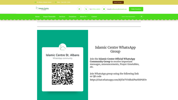 Screenshot of the Islamic Centre St Albans (Herts) website