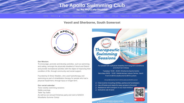 Screenshot of the The Apollo Swimming Club For The Physically Disabled website