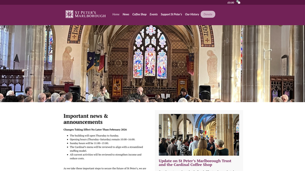 Screenshot of the St Peter's And St Paul's Marlborough Trust Limited website