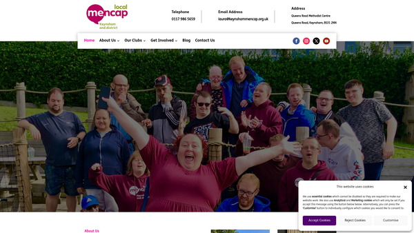 Screenshot of the Keynsham And District Mencap Society website