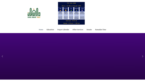 Screenshot of the Darul Amaan Trust website