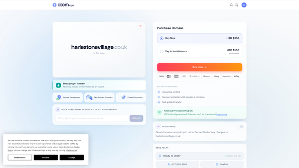 Screenshot of the Harlestone Institute Room website