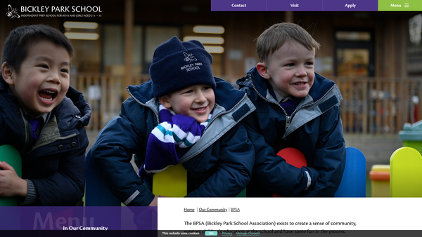 Screenshot of the Bickley Park School Association website