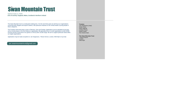 Screenshot of the The Swan Mountain Trust website