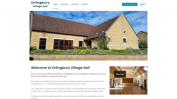 Screenshot of the Orlingbury Village Hall And Institute website