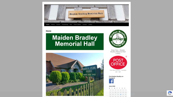 Screenshot of the Maiden Bradley Memorial Hall website