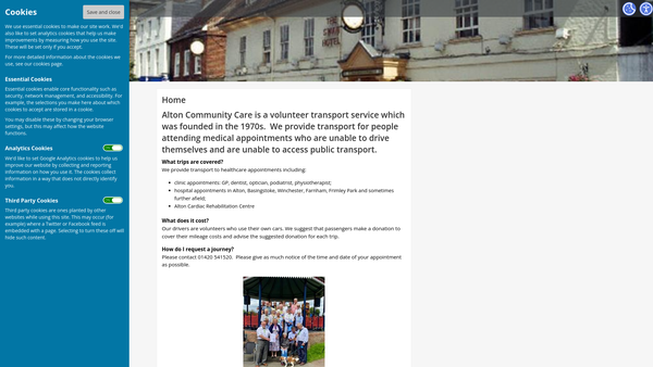 Screenshot of the Alton Community Care website
