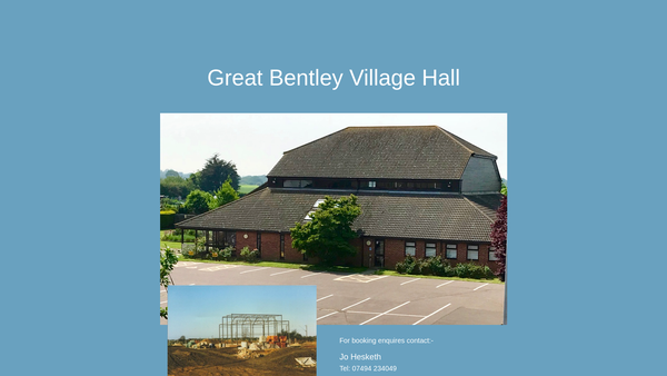 Screenshot of the Great Bentley New Village Hall Fund website