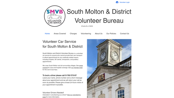 Screenshot of the South Molton And District Volunteer Bureau website