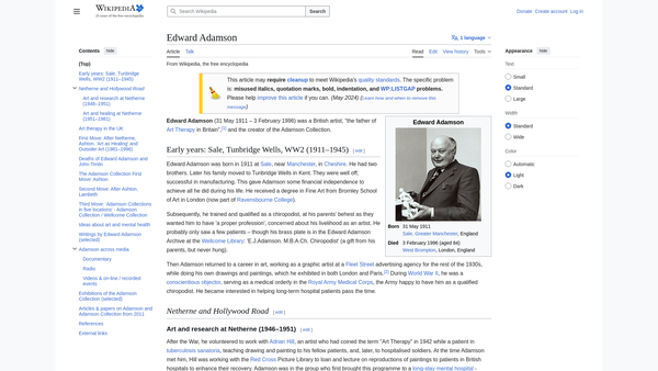 Screenshot of the Adamson Collection Trust website