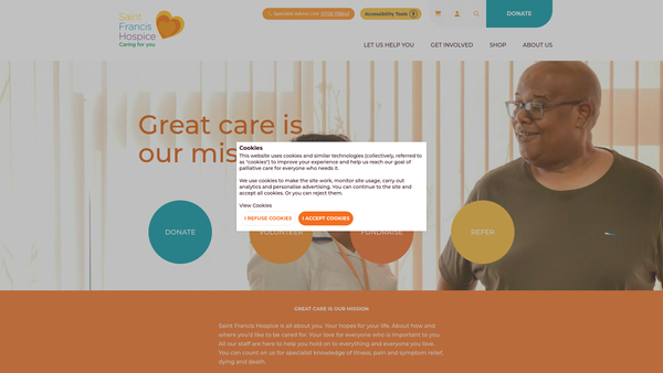 Screenshot of the Saint Francis Hospice website