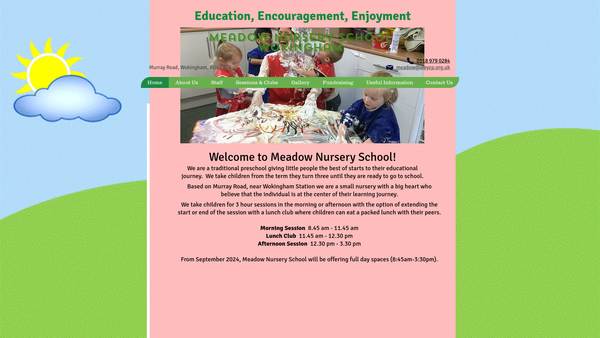 Screenshot of the Meadow Nursery School Parents Association website